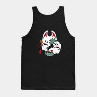 Japanese kitsune mask with skull Tank Top